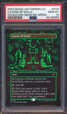 2023 MTG IXALAN CAVERN OF SOULS SHOWCASE NEON INK GREEN BORDERLESS #410E PSA 10! - Image 1 of 2