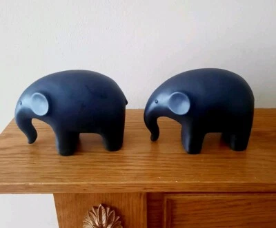 PAR (2) SAFARI ELEFANTES SHABBYCHIC ADORNO REGALO DECORACIÓN DEL HOGAR BODA ANIMAL Foto 1 de 4