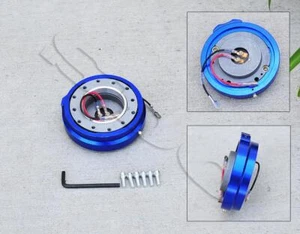 UNIVERSAL RACING THIN SHORT SLIM STEERING WHEEL QUICK RELEASE BLUE ADAPTER KIT - Picture 1 of 1