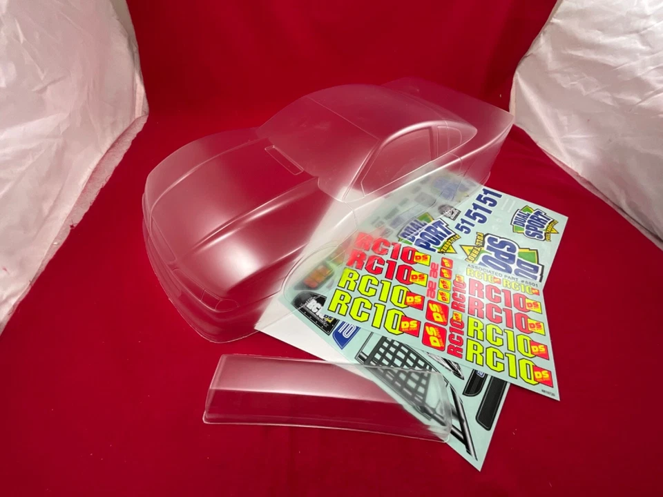 Team Associated RC10DS clear BODY + WING DECALS  window mask NEW rc10 ds - Image 1 of 3