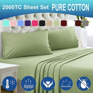 2000 Thread Count 100% Egyptian Cotton Sheet Set Hotel Grade Queen King All Size - Picture 1 of 22