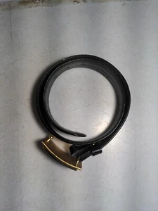 ESCADA  Gold Tone Buckle Black & White  ITALY Leather Belt size 24" - Picture 1 of 8