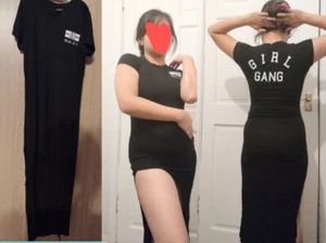 Womens Sexy Bodycon  Dress Ladies short Sleeve Party Dresses with Slit - Picture 1 of 12