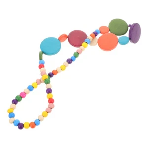 Coconut Shell Wood Bead Necklace Miss Colored Ethnic Colorful Beaded - Picture 1 of 12