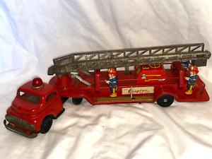 Vintage Japan Cragstan Fire Engine Ladder Truck Tin Litho Friction F.D.