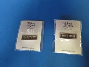 Hokum and Snark Pronoun Pin Set of 2 He/Him & She/They - Picture 1 of 2