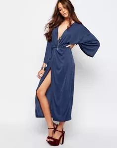 BIG SALE CLEARANCE FIRST & I V NECK MIDI DRESS NAVY UK XL16 RRP£65 zz7 - Picture 1 of 4