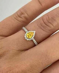 2.64 Ct Pear Cut Natural Citrine Diamond Wedding Ring Solid 925 Sterling Silver - Picture 1 of 5