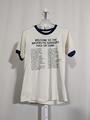 Vintage 80s Brooklyn Dodgers Hall Of Fame Jackie Robinson Ringer T Shirt M NYC - Image 1 of 4
