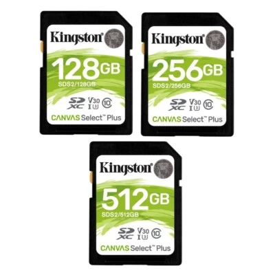 Kingston Canvas Select Plus 32GB 64GB 128GB 256GB 512GB SDHC SDXC SD Card CL10 - Image 1 of 2