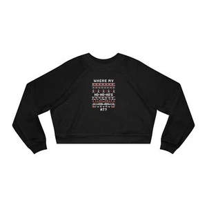 Cropped Swtshrt Holidy Chills ho ho ho's Fleece BOHO Granny Christmas Core Dance - Picture 1 of 11