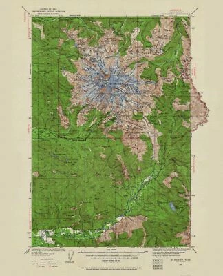 Topographical Map - Mt Rainier Washington Quad - USGS 1924 - 23 x 28.38 - Image 1 of 4