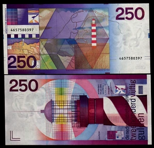Netherlands 250 GULDEN P-98 1985 Pre Euro UNC Dutch Lighthouse Money RARE NOTE - Picture 1 of 6