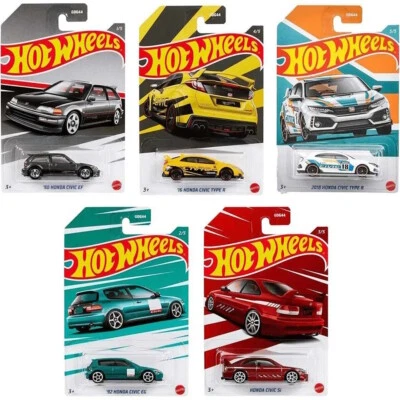 Hot Wheels Honda Civic Anniversary Set of 5 Cars Vehicles New Collectors Toys - Image 1 of 2