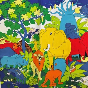 Vintage David Crowther “Zambesi” Curtain Fabric x2 – 1980s Jungle Animals Print - Picture 1 of 13
