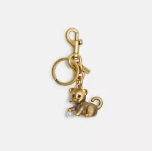 Coach Creatures Kitten Cat Bag Charm Keychain Key Fob Metal Gold - Picture 1 of 2