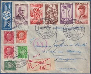 1943 - Francia - Esposizione Filatelica di Posta Aerea - Aerogramma per Tangeri - Foto 1 di 2