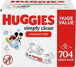 Huggies Simply Clean Fragrance-Free Baby Wipes, 11 Flip-Packs (704 Wipes Total ) - Picture 1 of 7