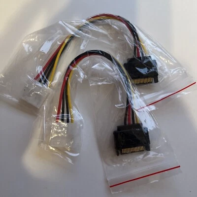 2pcs SATA Male to 2 SATA Splitter Female Power Cable extension adapter wire 8" - Image 1 of 4