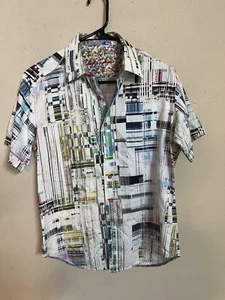 Robert Graham Paracels Classic Fit Mens Short Sleeve Button Front Shirt Size S - Picture 1 of 6
