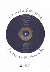 Doppelkarte: Zum runden Geburtstag die besten Glückwünsche / Schallplatte - Picture 1 of 2