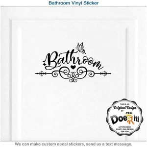 Bathroom Restroom Toilet, Door Sign Wall Vinyl Art Home Decor, Sticker Decal 203 - Picture 1 of 9