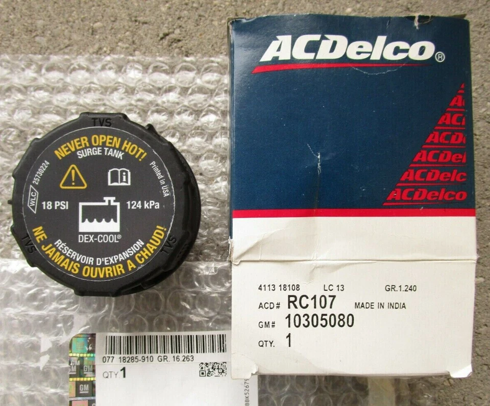 NEW GENUINE GM ACDelco Radiator Surge Tank Cap Fit Corvette XLR DTS Lucerne - Image 1 of 1