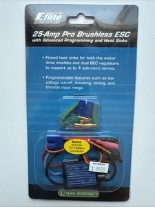E-FLIGHT 25 AMP PRO BRUSHLESS ESC 25a ADVANCED PROGRAMMING HEAT SINKS efla1025 - Picture 1 of 2