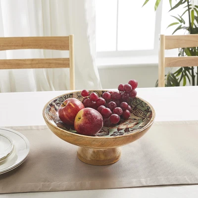 Farmhouse 12 in Birds flowers adorn shallow bowl with Bowl Home Decor VHC Brands - Image 1 of 4