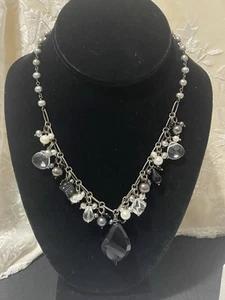 Stunning Vintage Sterling Silver 925 Varied Pearls Onyx Glass Beads Necklace - Picture 1 of 13