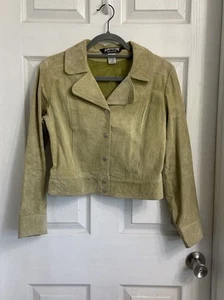 American People Rampage Vintage Short Leather Jacket Medium Pistachio Green Y2K  - Picture 1 of 5