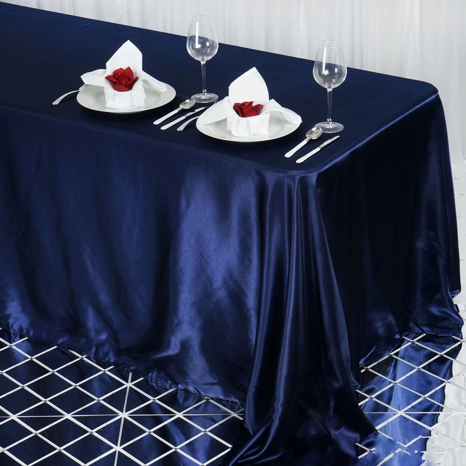 10 pcs 90x132" RECTANGLE Satin TABLECLOTHS Wedding Party Special Event Linens - Image 1 of 1