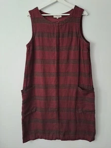 Seasalt Challah Pinafore Dress Size 14 Red Check 100% Linen Sleeveless - Picture 1 of 4