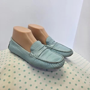 Scarpe da guida Flag Ltd da donna taglia 7,5 mocassino Penny blu polvere nappa pelle - Foto 1 di 17