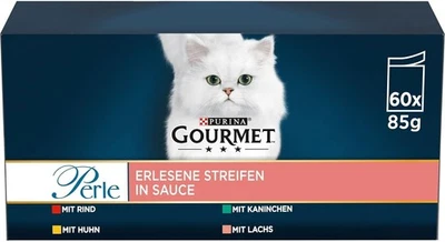 Gourmet Perle Erlesene Streifen Katzenfutter nass Sorten-Mix 60er Pack 60 x 85g - Bild 1 von 3