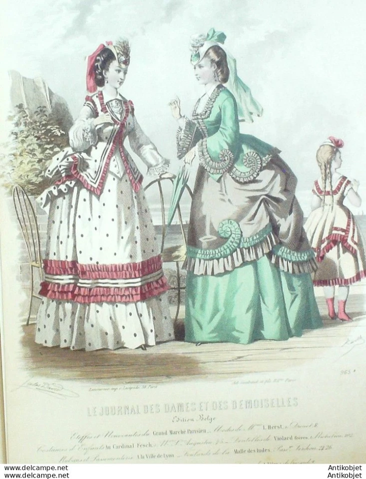 Gravure Mode J.Dames & Demoiselles 1862 # 965 (Old Fashion plate) - Photo 1/1