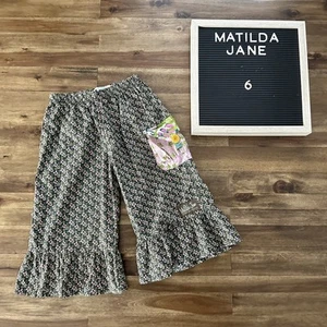 Matilda Jane Vintage House Of Clouds Brown Floral Audrey Ruffles Pants Cotton 6  - Picture 1 of 8
