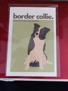 Border Collie Hundedruck mit Substantiv Hundename - Bild 1 von 3