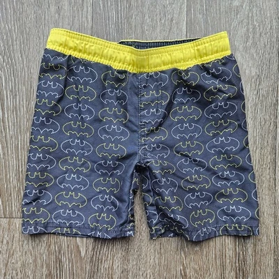 Kids Batman Swim Trunks Shorts Boys Size 5 Yellow Drawstring Waist - Image 1 of 4