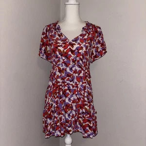 Anthropologie Robin Tiered Mini Dress Ruffles Purple Red Short Sleeve XSP - Picture 1 of 21