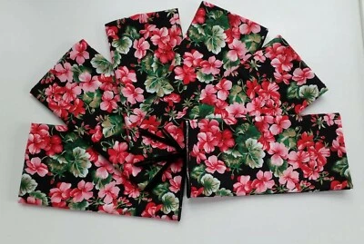  24  ! Cloth Dinner Napkins 16 x 16 red /pink impatiens Design - Eco  Handmade - Image 1 of 4