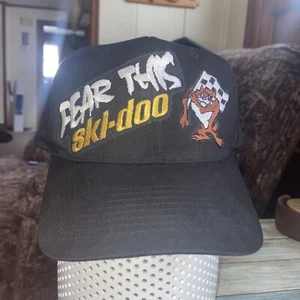 Vintage Ski Doo Fear This Hat Tasmanian Devil Black Yellow Snapback Tazz Cap ๐ฅ - Picture 1 of 8