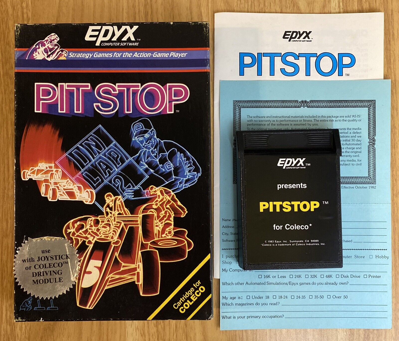 Pitstop (ColecoVision) with Box And Manual - TESTED