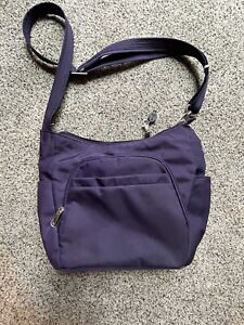 Travelon Anti Theft Classic Crossbody Bucket Shoulder Bag Plum/Purple