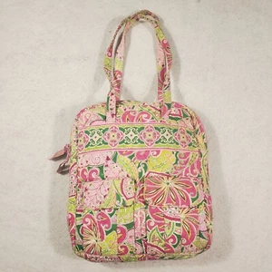 Vera Bradley Pinwheel Pink Retired Tall Zip Tote Quilted Floral Shoulder Bag - Picture 1 of 10
