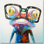 Cute Frog With Glasses Wallart Funny Animal Oil Painting For Bedroom Living Room