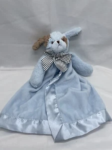 Bearington Baby Collection Puppy Dog Satin Security Blanket Plush Lovey Blue - Picture 1 of 5