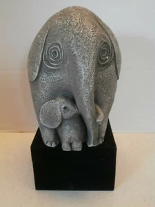 SELTENER AFRIKANISCHER BUSCH ELEFANT SKULPTUR STEIN KUNSTHARZ KOMPLIZIERTE DETAILS DEKOR - Bild 1 von 12