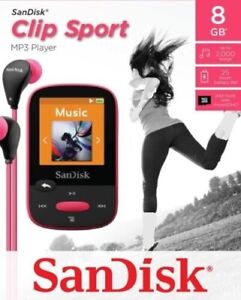 SanDisk Sansa Clip Sport 8 GB MP3 Player FM Radio SD Slot-Pink