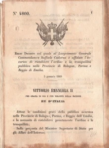 LD0066 Regi Decreti: 1869 nomina di Cadorna resp.ordine pubblico Bologna - Imagen 1 de 1